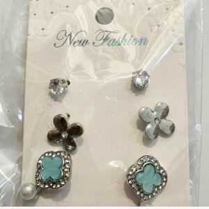 New Fashion Elegant Silver and Blue Earring Set